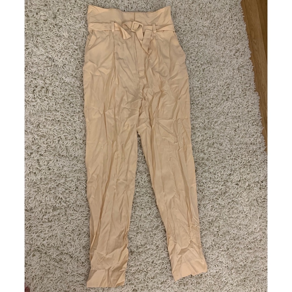 Mango cream flowy high rise tie pant size 4
